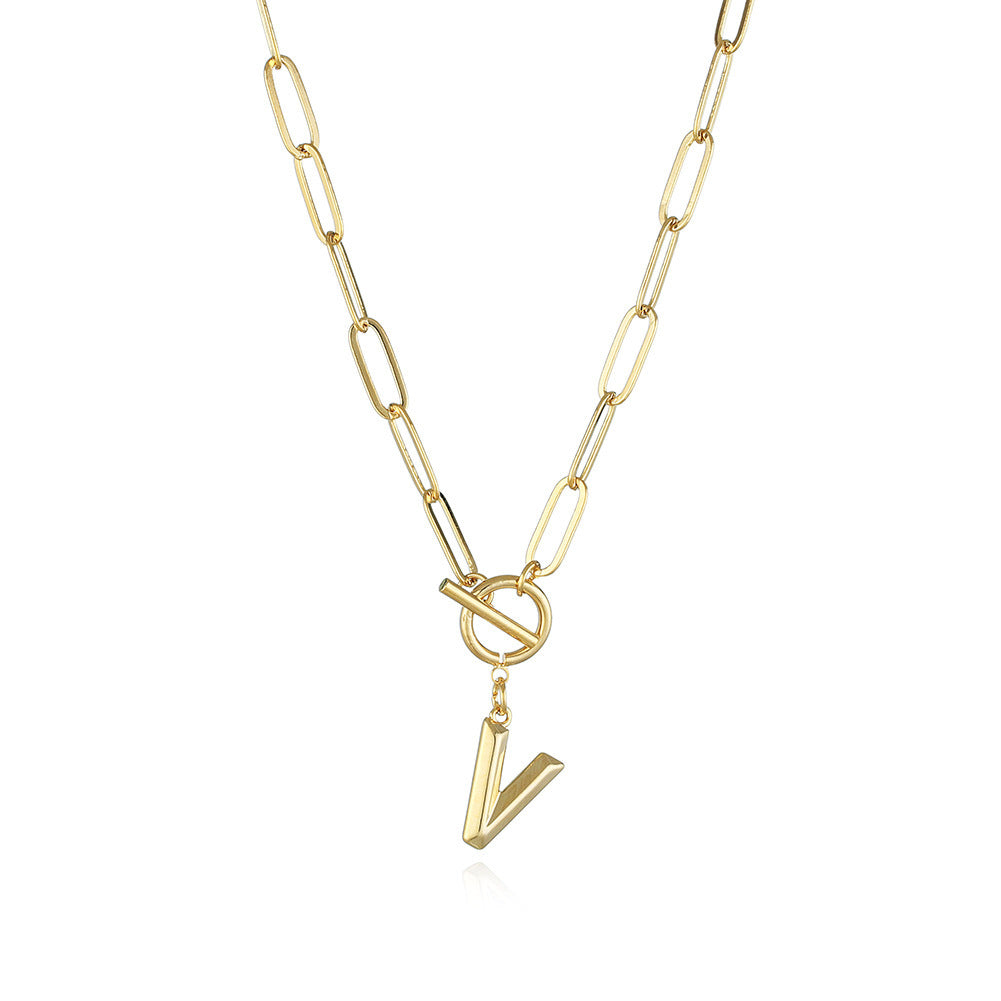 Letter Necklace Real Gold Plated Trend Hip Hop Necklace