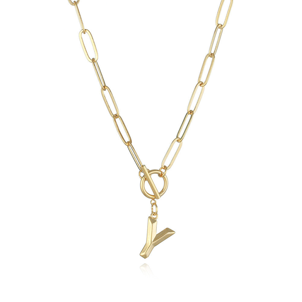 Letter Necklace Real Gold Plated Trend Hip Hop Necklace