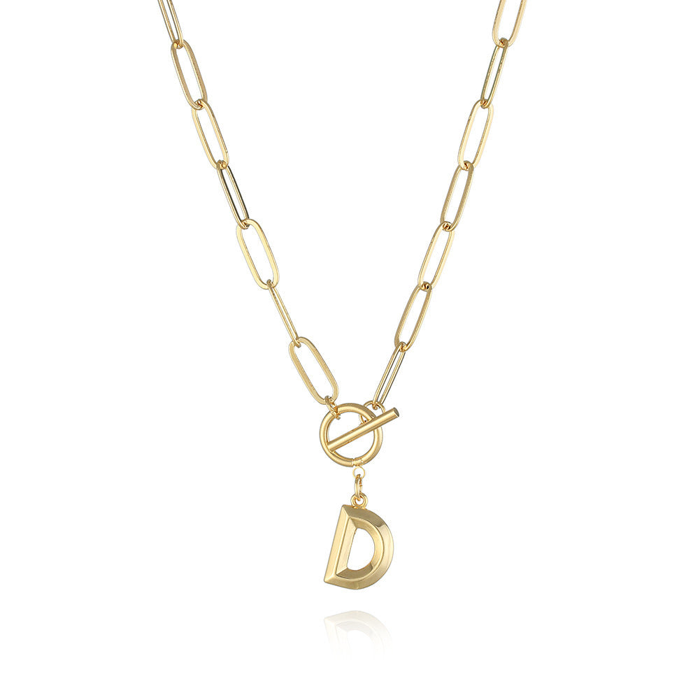 Letter Necklace Real Gold Plated Trend Hip Hop Necklace