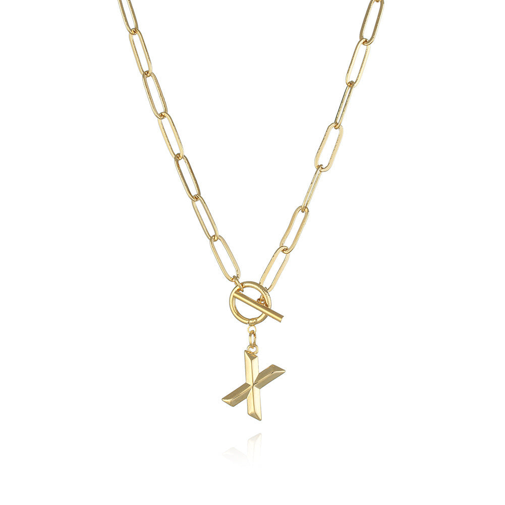 Letter Necklace Real Gold Plated Trend Hip Hop Necklace