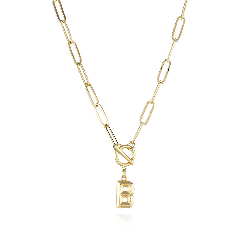 Letter Necklace Real Gold Plated Trend Hip Hop Necklace