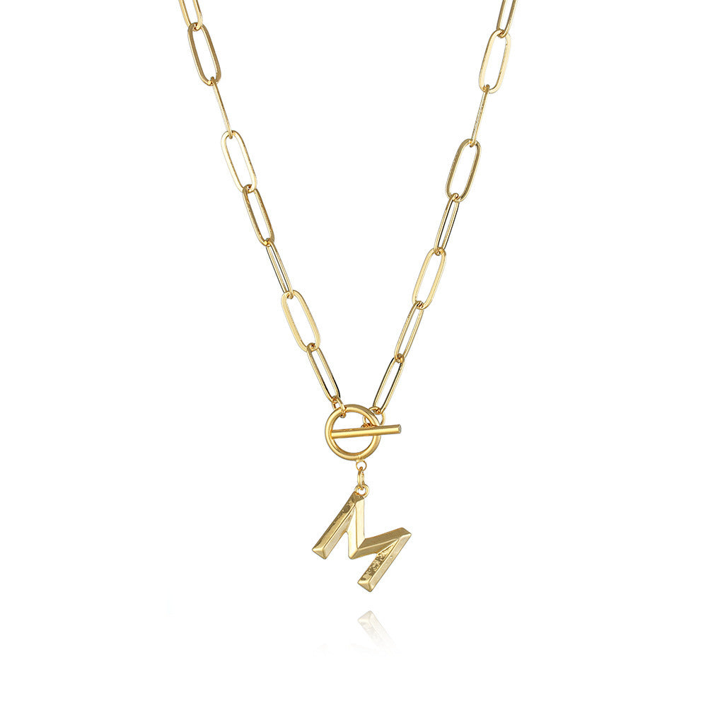 Letter Necklace Real Gold Plated Trend Hip Hop Necklace