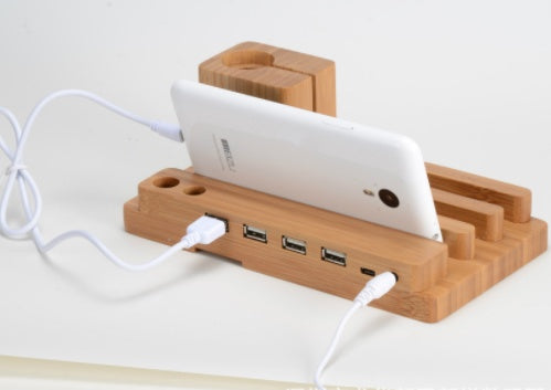 Wooden charger phone earphone