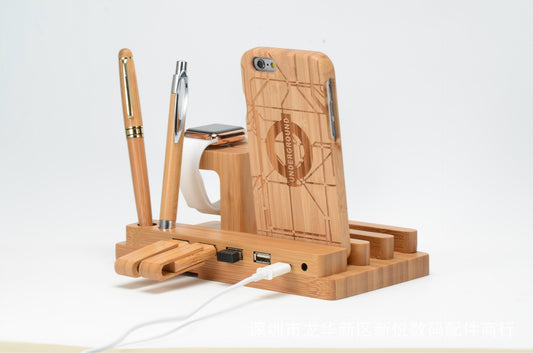 Wooden charger phone earphone