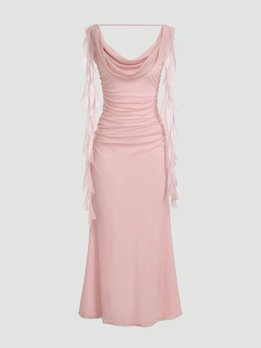 Elegant Solid-Colored Ribbon Wedding & Party Dress