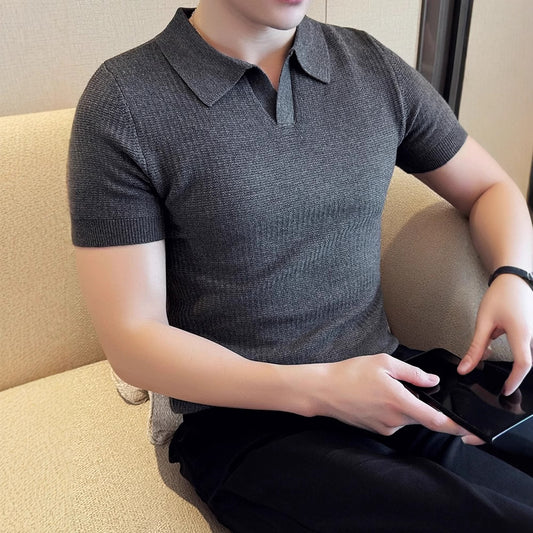 Fashion Summer Thin Knitted Polo Shirt For Men