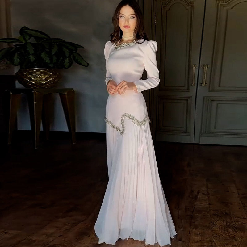 Niche Pleated Party Banquet Sequins Dress