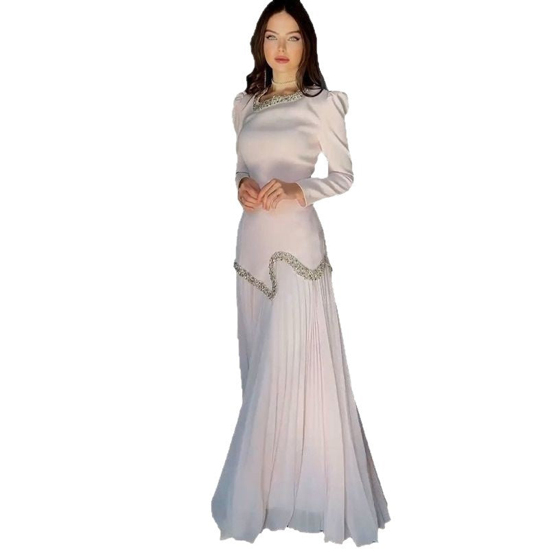 Niche Pleated Party Banquet Sequins Dress