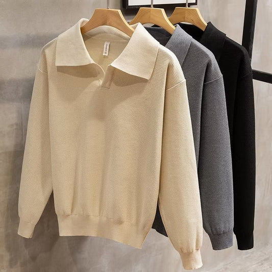 Fashion Personality Lapel Knitted Polo Shirt Men